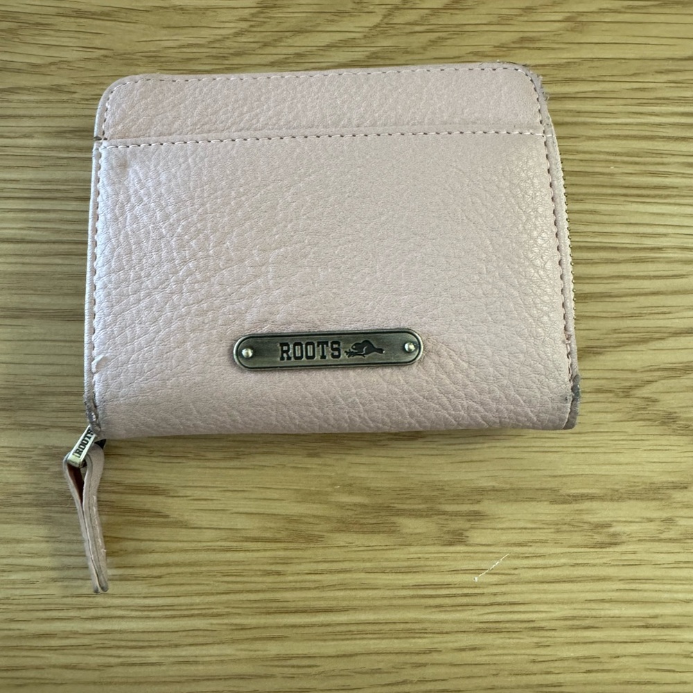 Roots Pink Pebbled Leather Wallet